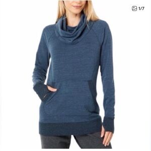 Women's Blue Cowl Neck Sweater LL Bean XS